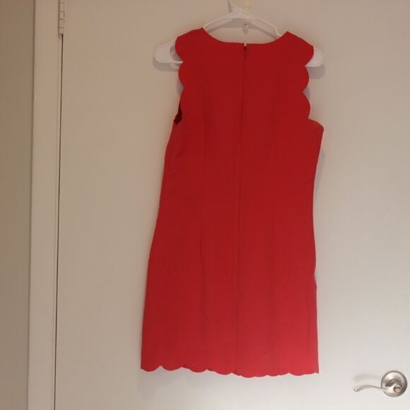 J. Crew Red Scalloped Shift Mini Dress Women Size 4 - Picture 5 of 10